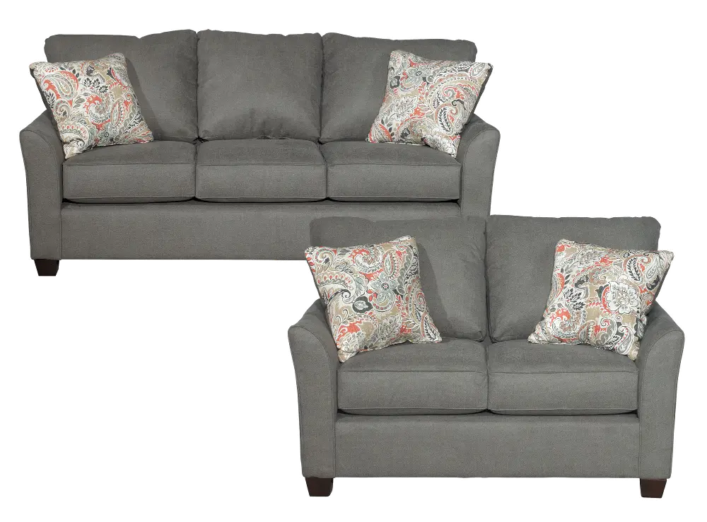 Contemporary Gray 2 Piece Living Room Set - Tara-1