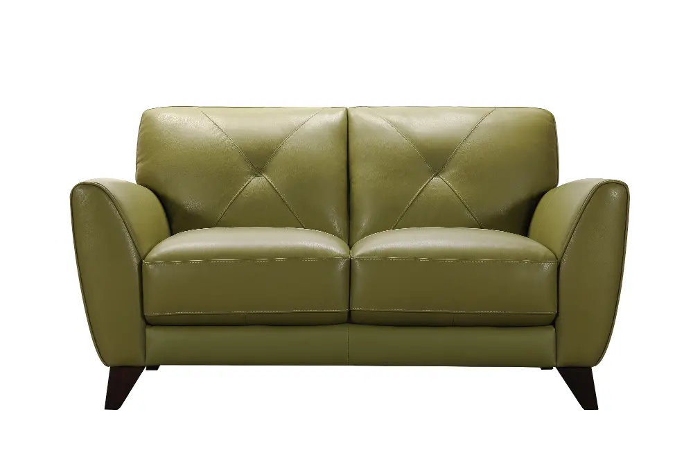 Modern Green Leather Loveseat - Colours-1