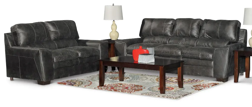 Contemporary Gray 2 Piece Living Room Set - Caruso-1