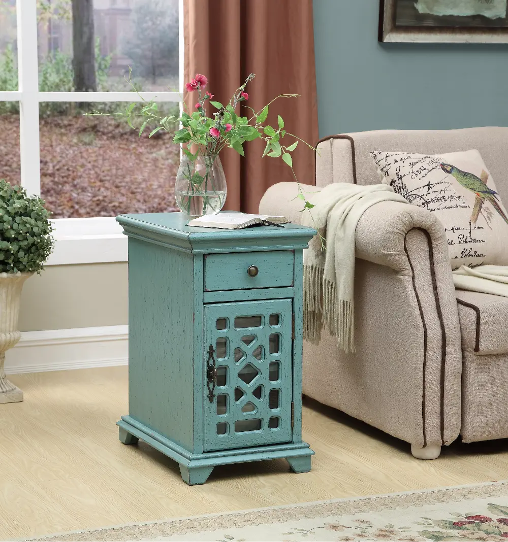 96605 Modern Bayberry Blue End Table - Kevin-1