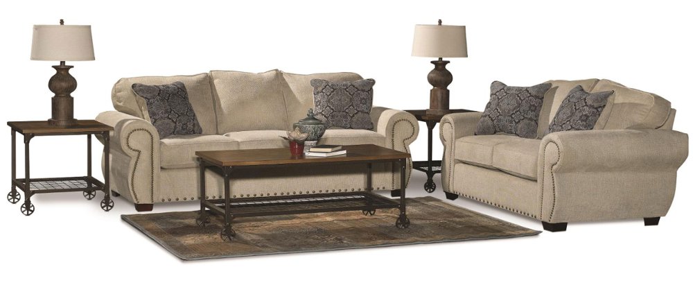Casual Traditional Canvas Tan 7 Piece Living Room Set Southport