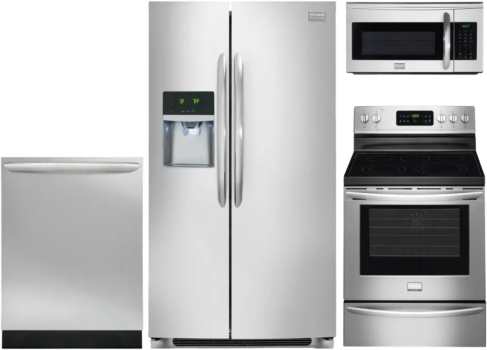 S/S-4PC-24 Frigidaire Stainless Steel 4 Piece Kitchen Appliance Package with Electric Range-1