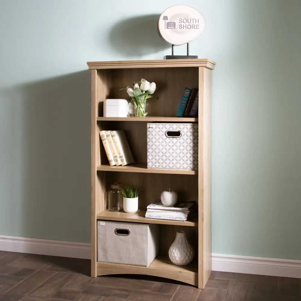 10622 Rustic Oak 4-Shelf Bookcase - Artwork -1