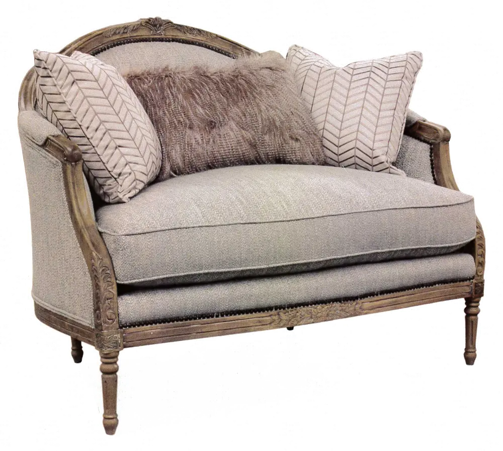 Traditional Persian Taupe Settee - Claudine-1