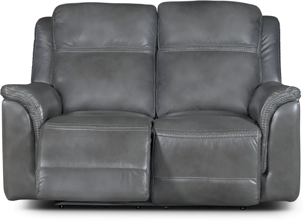 Pacific Charcoal Gray Leather-Match Power Reclining Loveseat-1