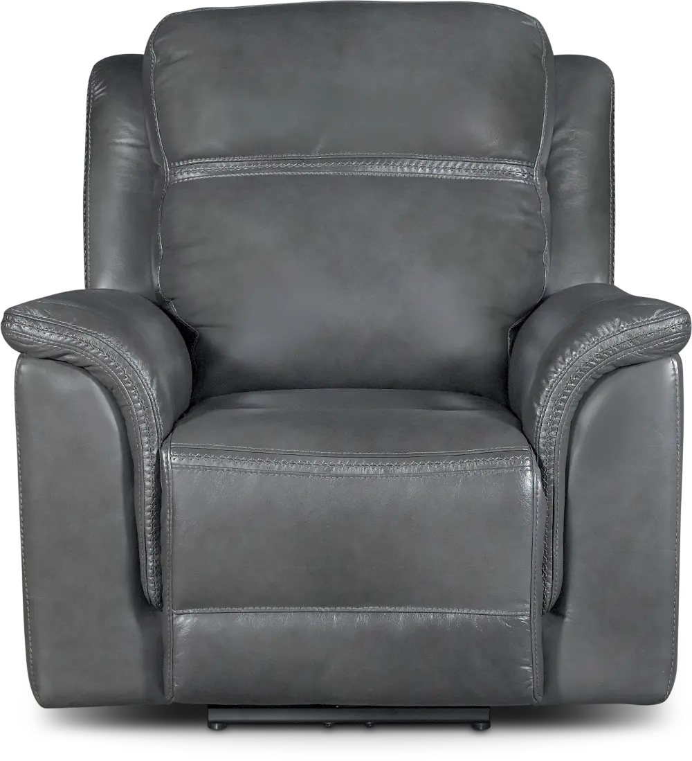 Pacific Charcoal Gray Leather-Match Power Recliner-1