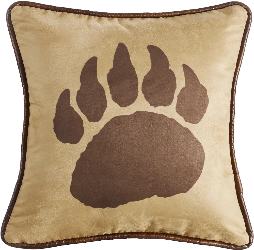 Faux Suede Bear Claw Throw Pillow Reverses to Faux Leather-1