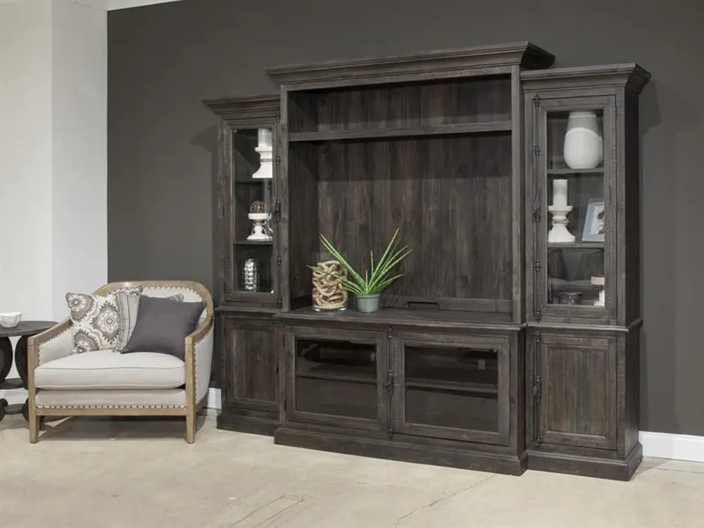 Weathered Brown 4 Piece Rustic Entertainment Center - Bellamy-1