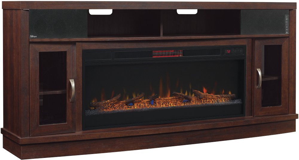 RC Willey offers this 70 inch antique cherry brown TV stand with a fireplace from the Deerfield collection. Perfect to add warmth and ambiance to your home