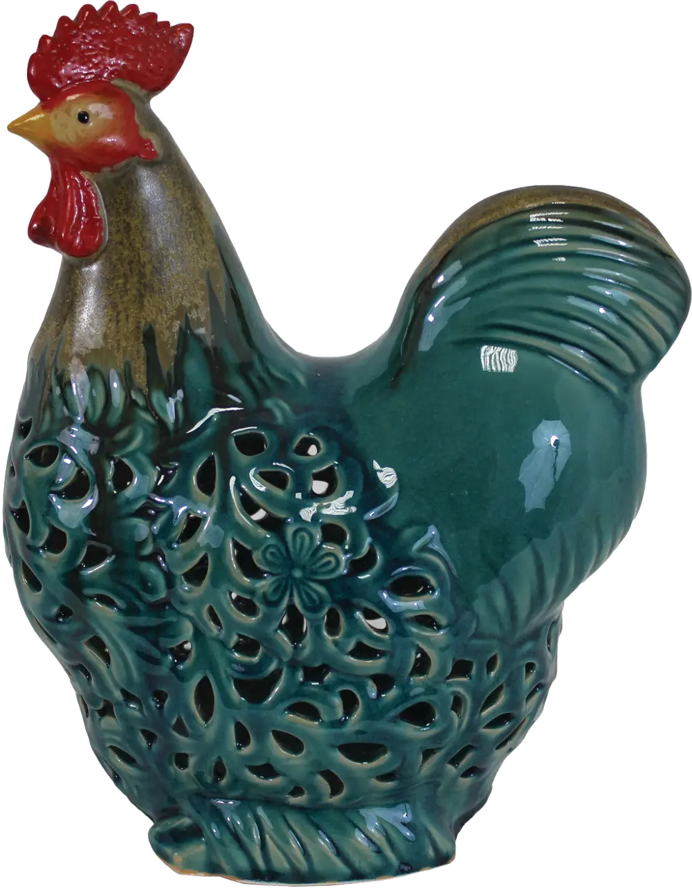 Multi Color Pierced Rooster Statue-1