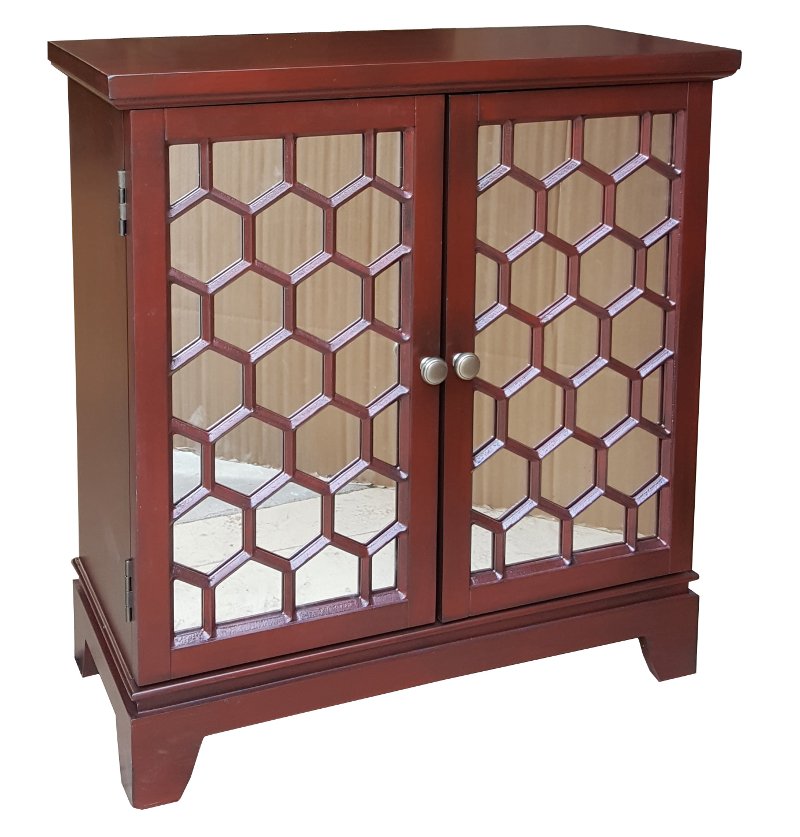 Red Honeycomb 2 Door Mirrored Cabinet Rc Willey Furniture