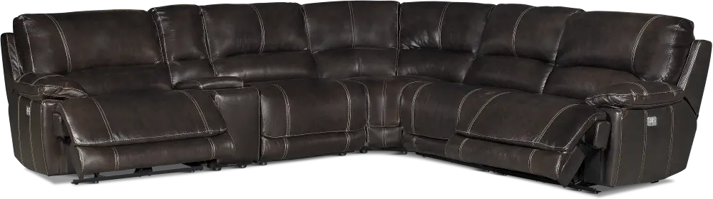 Brown 6 Piece Manual Reclining Sectional Sofa - Brant-1