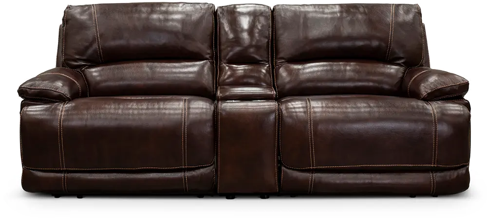 Burgundy 3 Piece Leather-Match Manual Reclining Console Loveseat - Brant-1