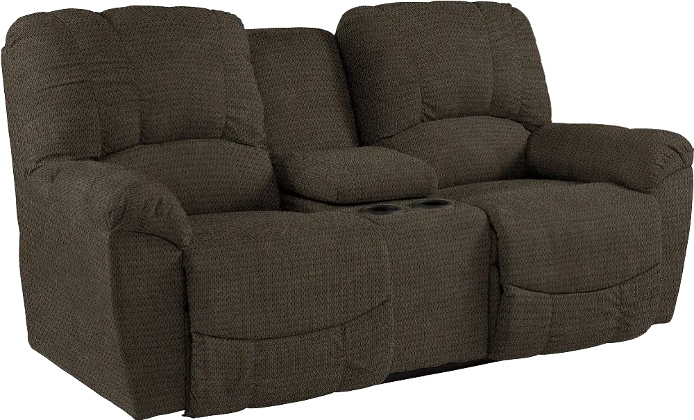 49P-537C140879 Chocolate Brown Full Power with Console Reclining Console Loveseat - Hayes-1
