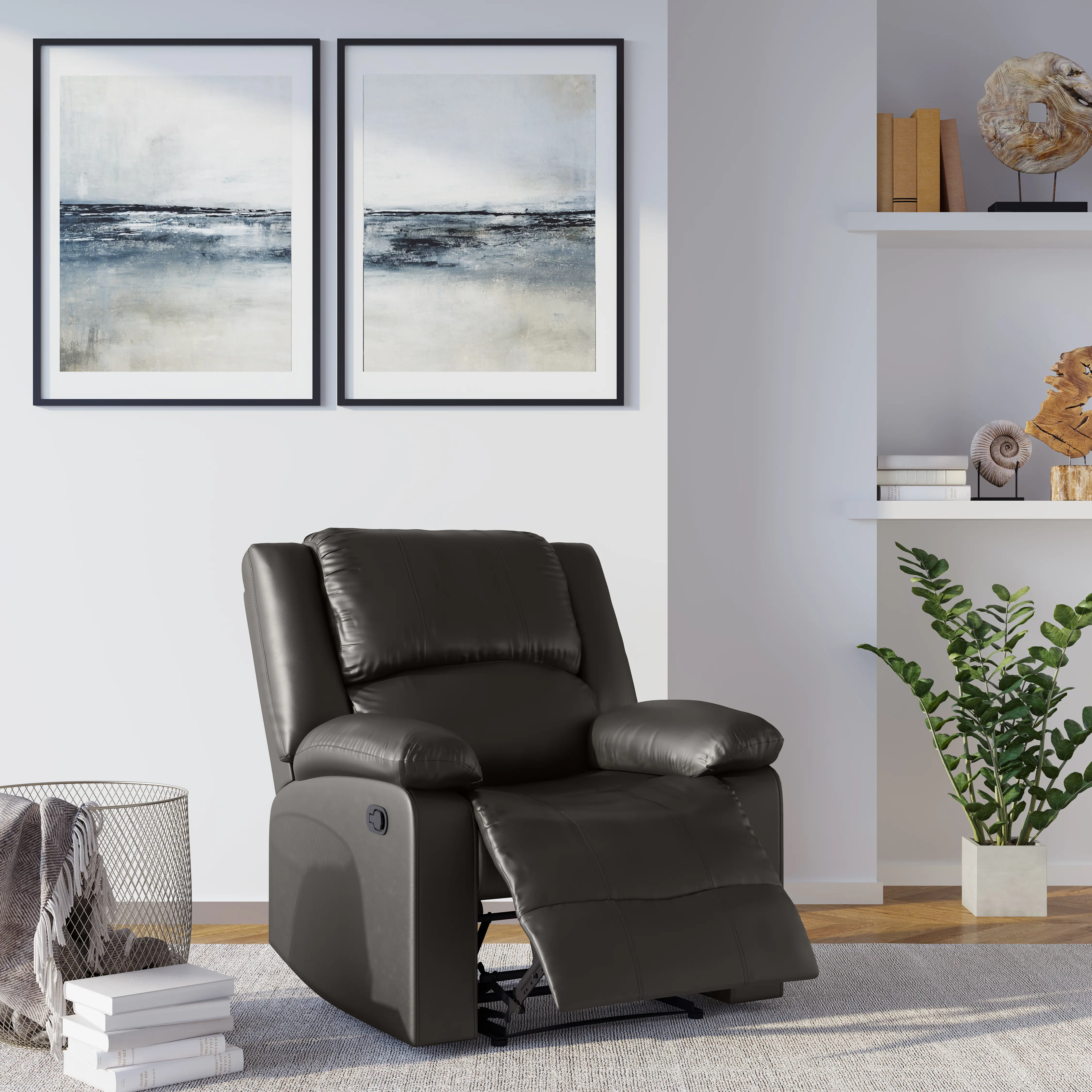 Java Brown Faux Leather Recliner Chair - Preston