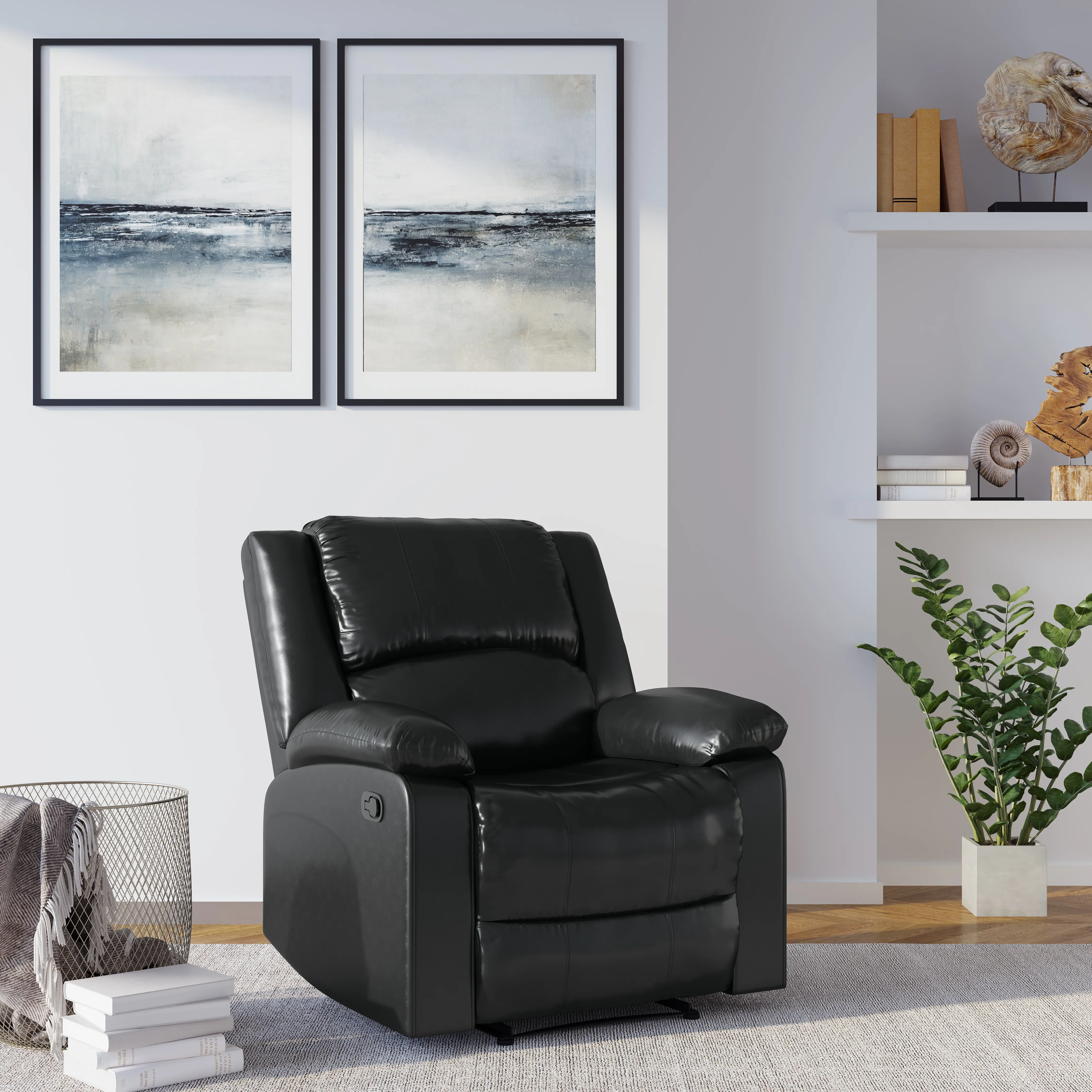 Black Faux Leather Recliner Chair - Preston