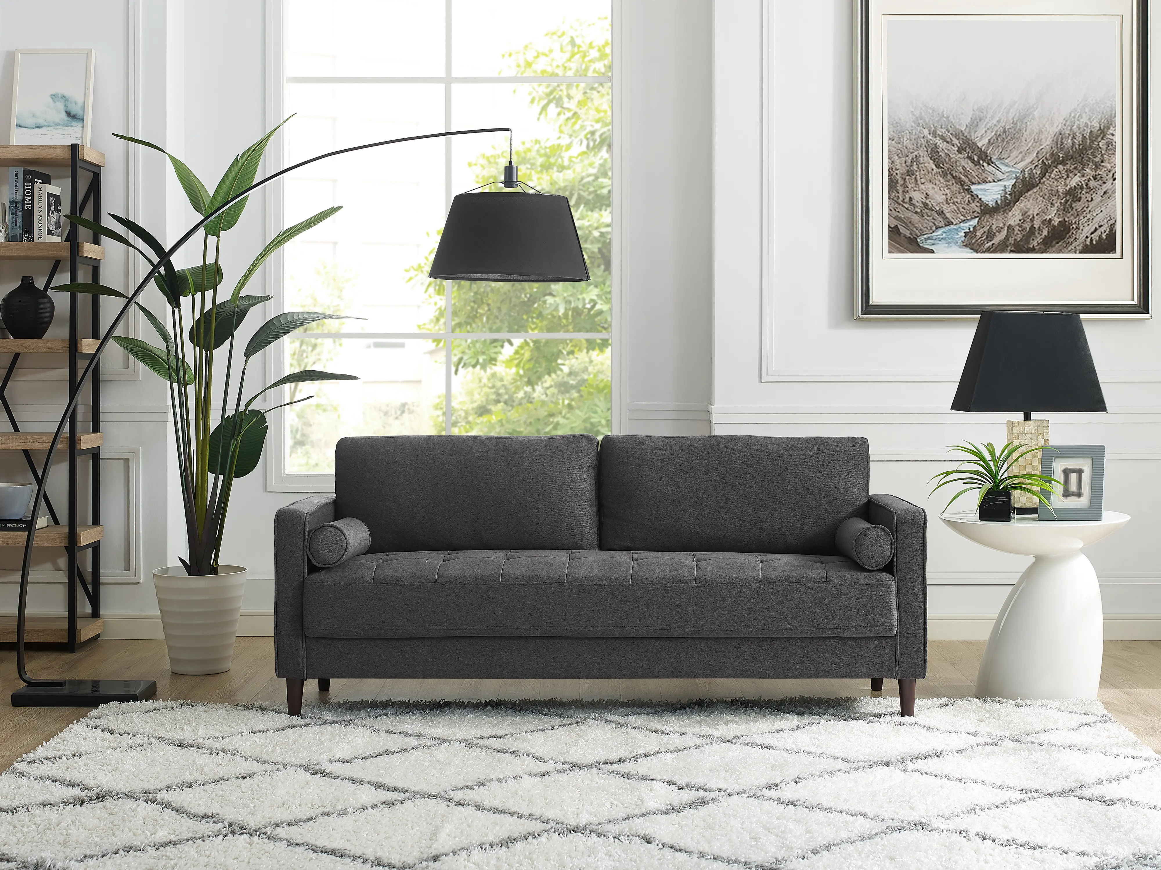 Lawrence Mid Century Modern Dark Gray Sofa