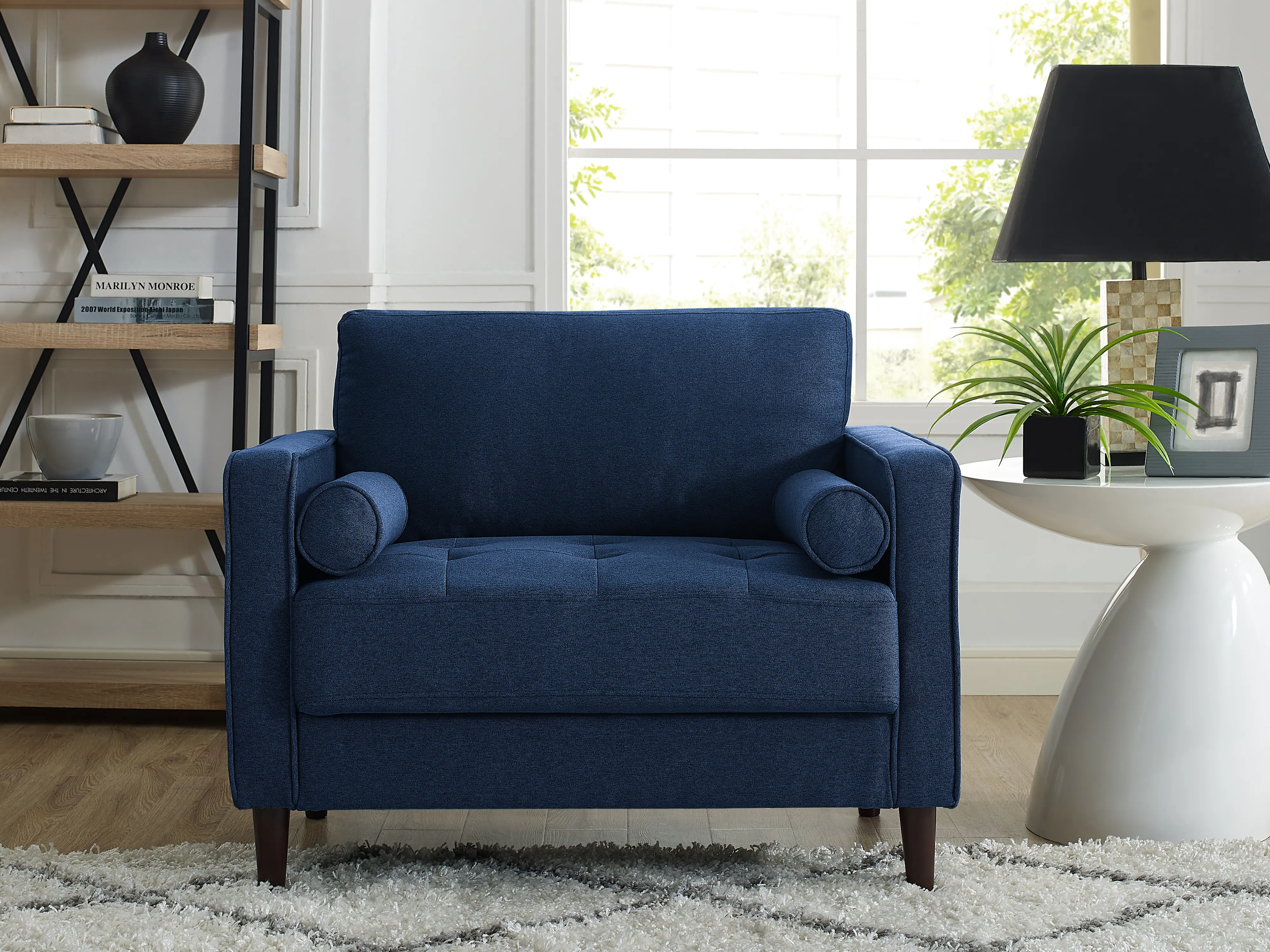 Lawrence Mid Century Modern Navy Blue Chair