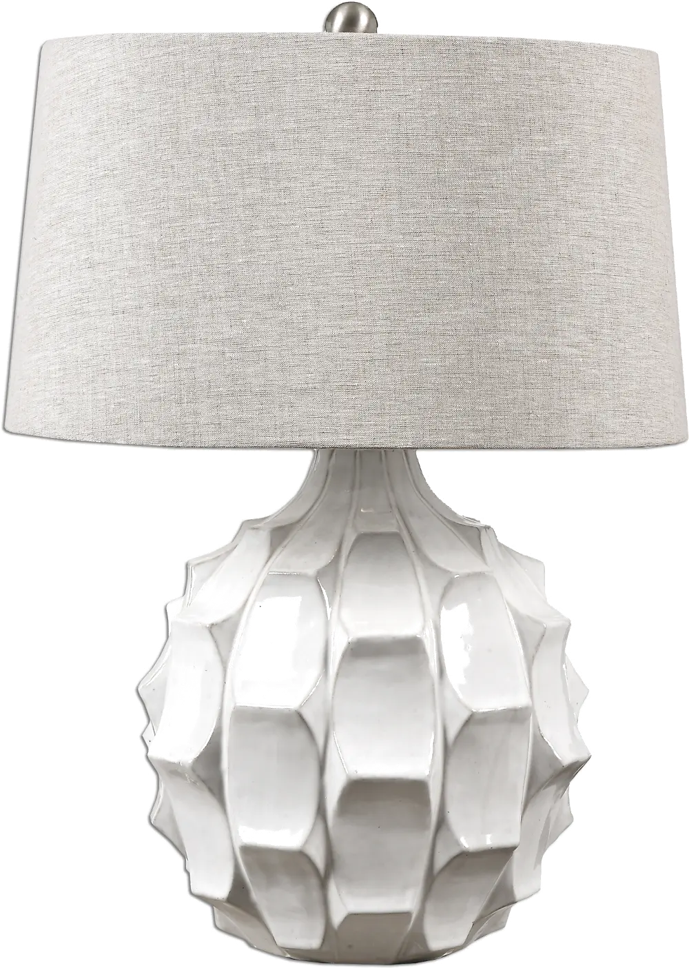 White Scalloped Ceramic Table Lamp-1