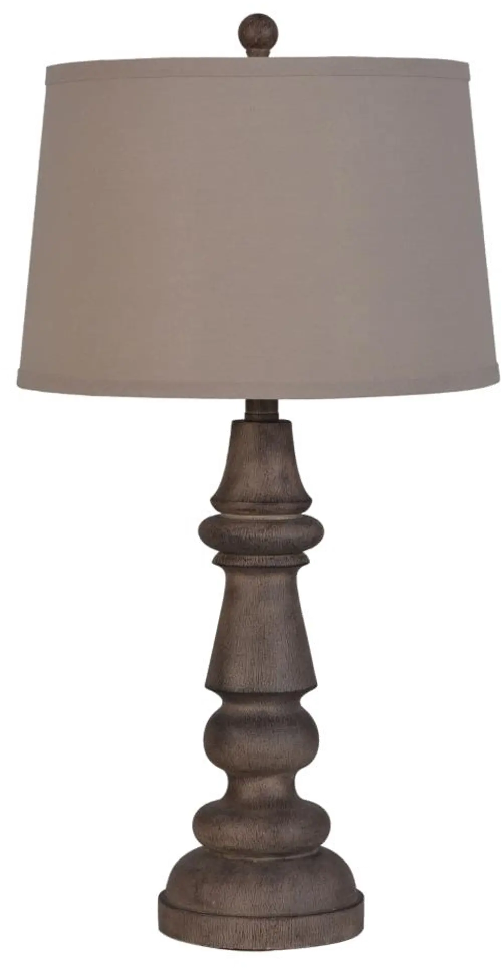 Dark Brown Wood Poly Resin Table Lamp-1