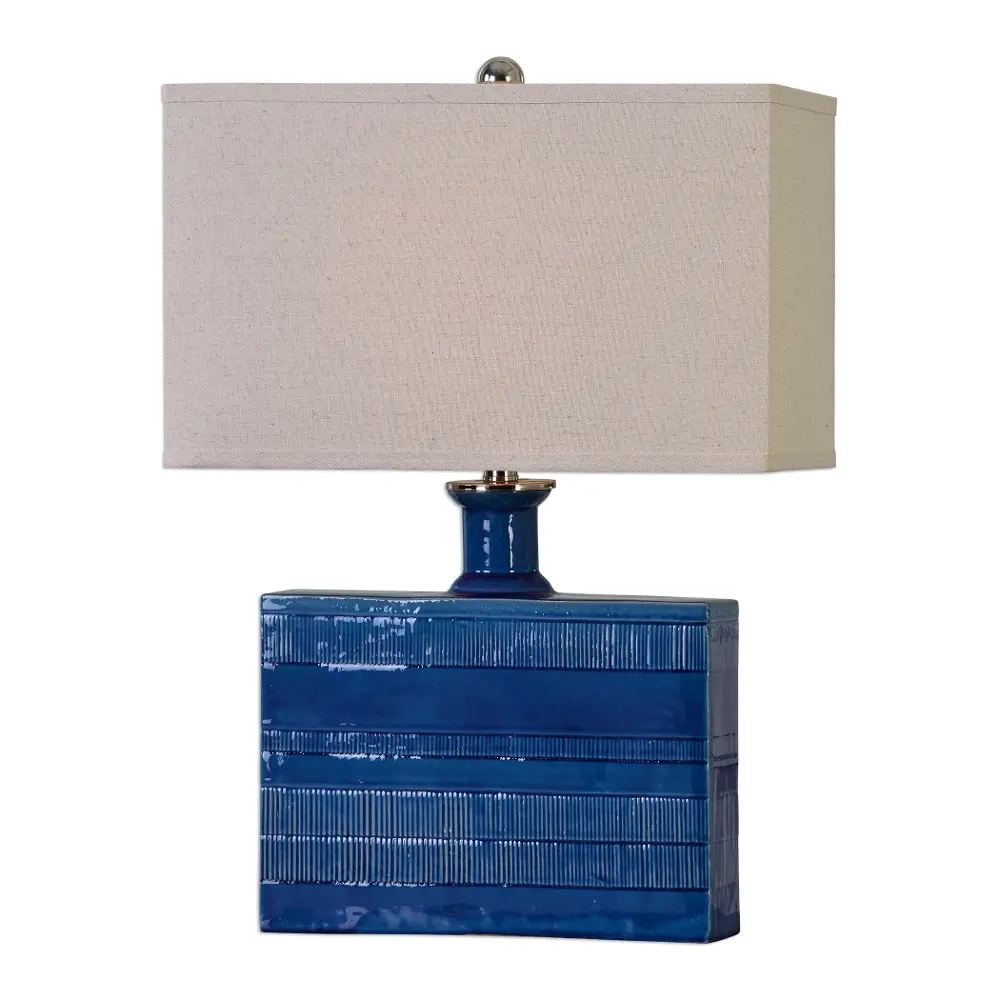 Distressed Blue Glaze Table Lamp-1