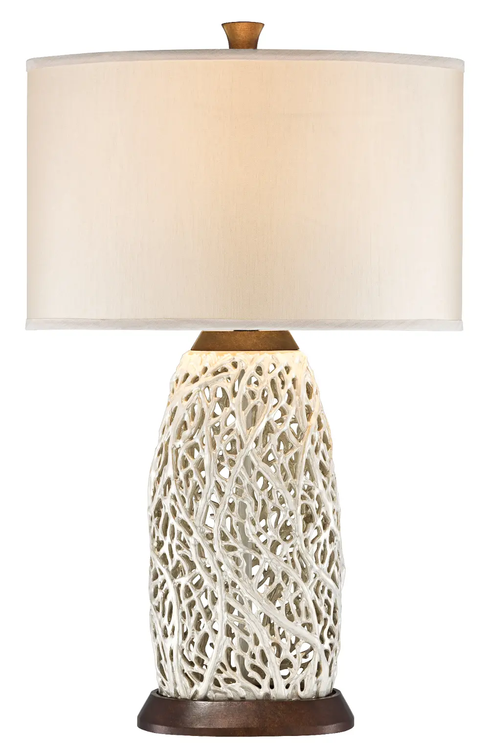 Pearl White Wooden Table Lamp-1