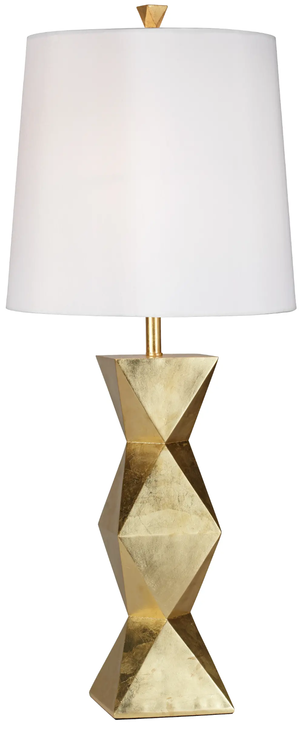 Gold Leaf with a Light Glaze Geometric Tower Table Lamp-1