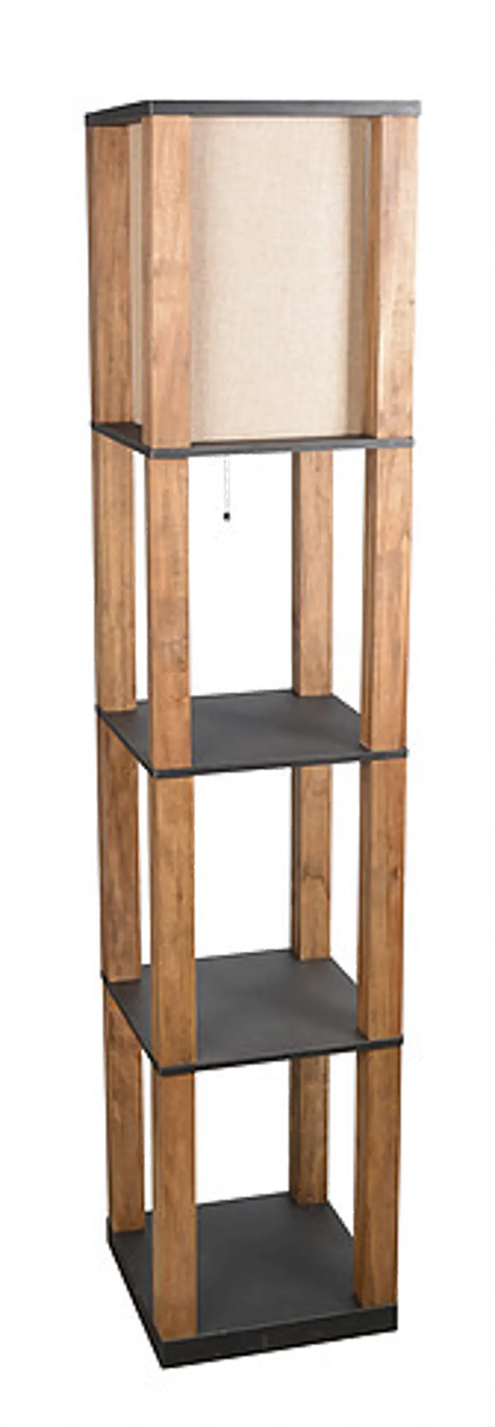 Natural Wooden Floor Lamp With Black Shelves-1