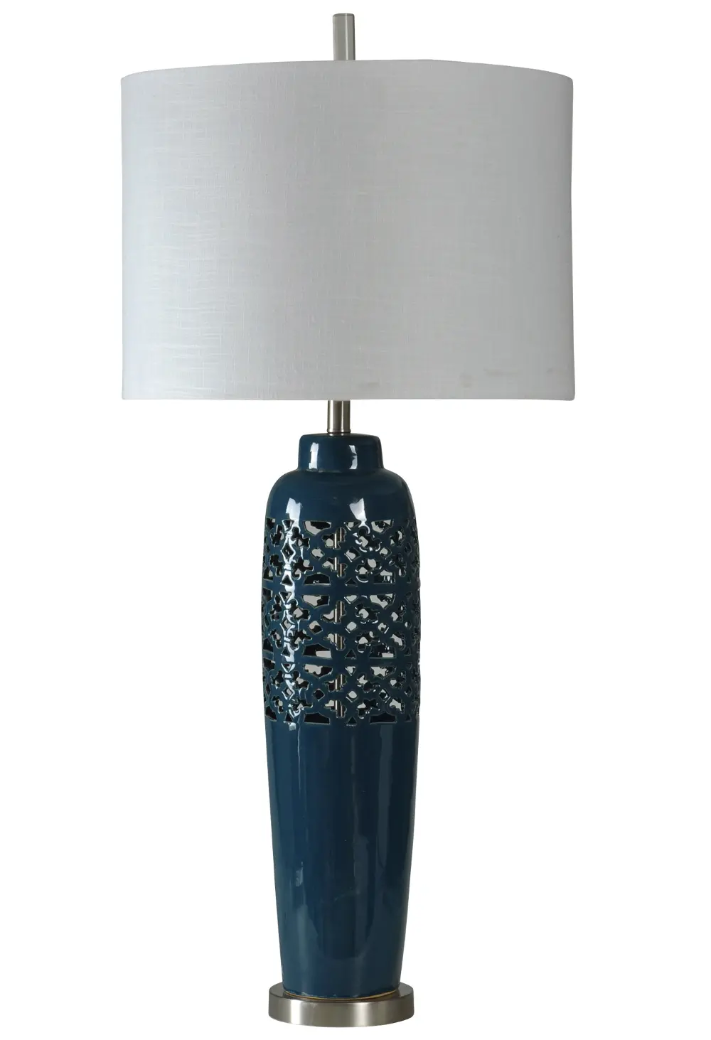 Blue Ceramic and Metallic Table Lamp-1