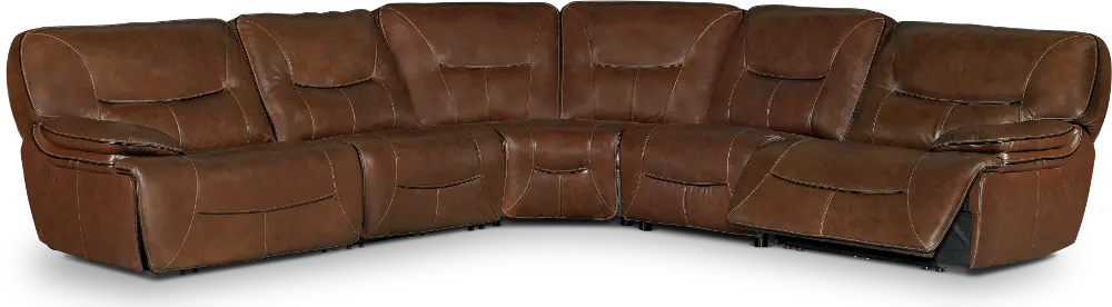 Brown 5 Piece Power Reclining Sectional Sofa - Max-1