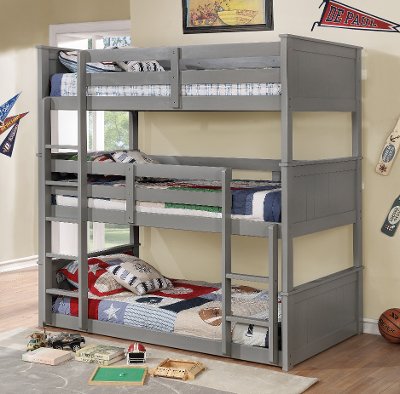 Gray Casual Clic Triple Twin Bunk Bed Davidson Rc Willey Gray Casual Clic Triple Twin Bunk Bed Davidson