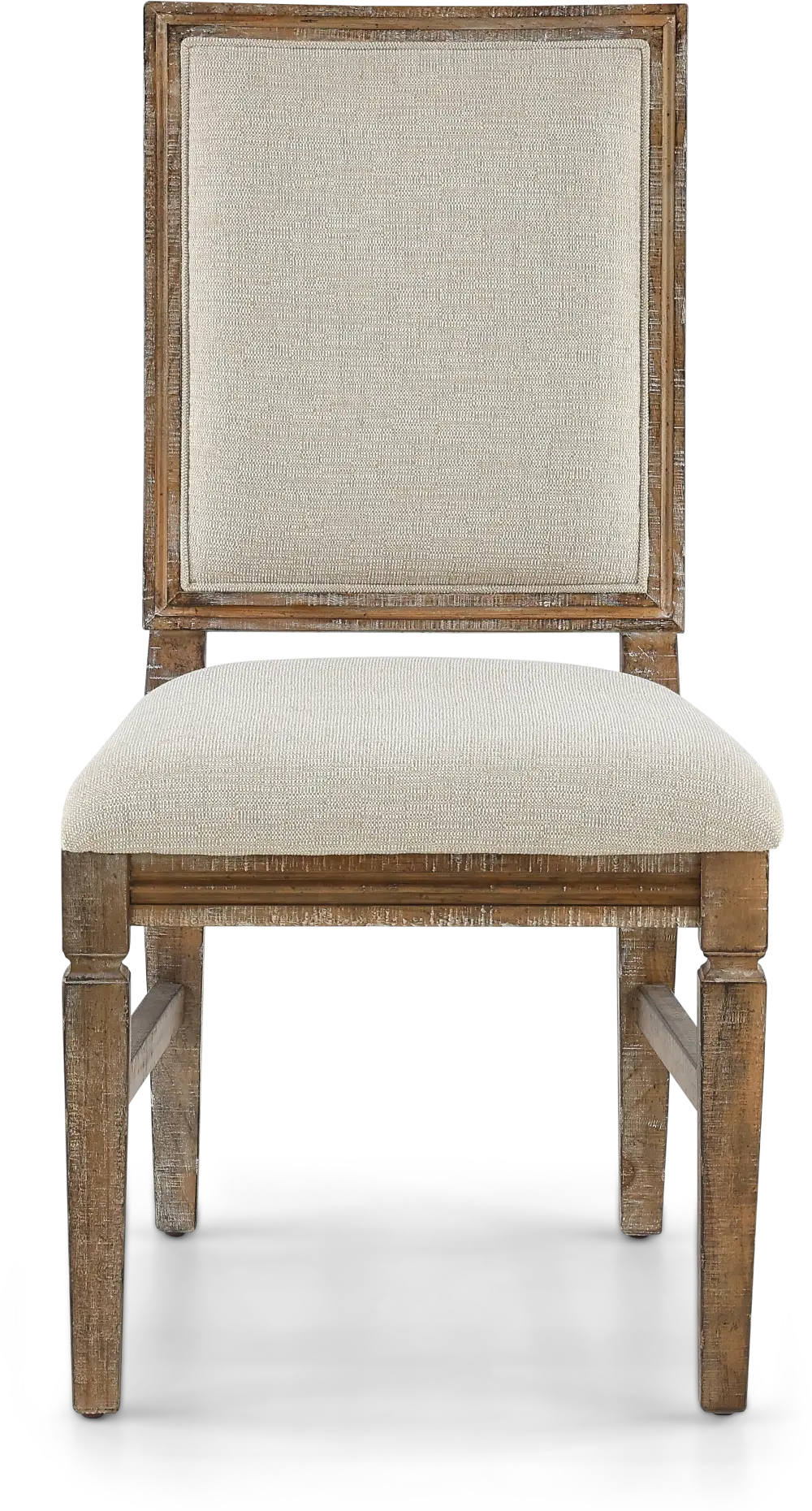 Interlude II Weathered Pine Square Back Upholstered Dining Chair-1