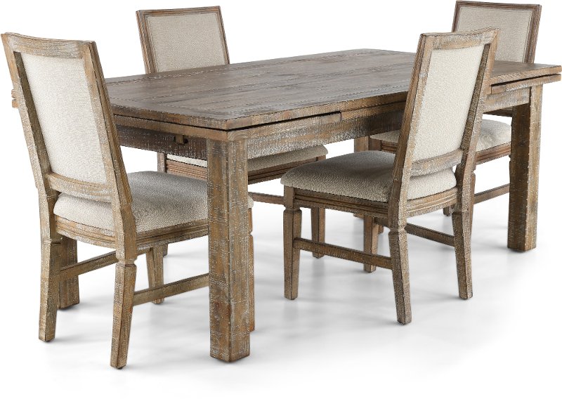 Weathered Pine Gray 5 Piece Dining Room, Weathered Wood Dining Table Set