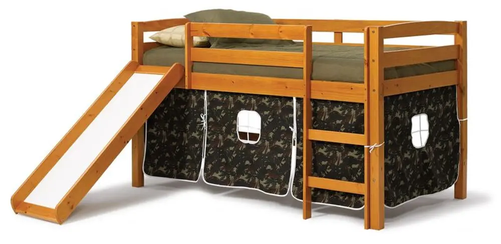 Twin Honey and Camo Tent Bed with Slide - Pine Ridge-1