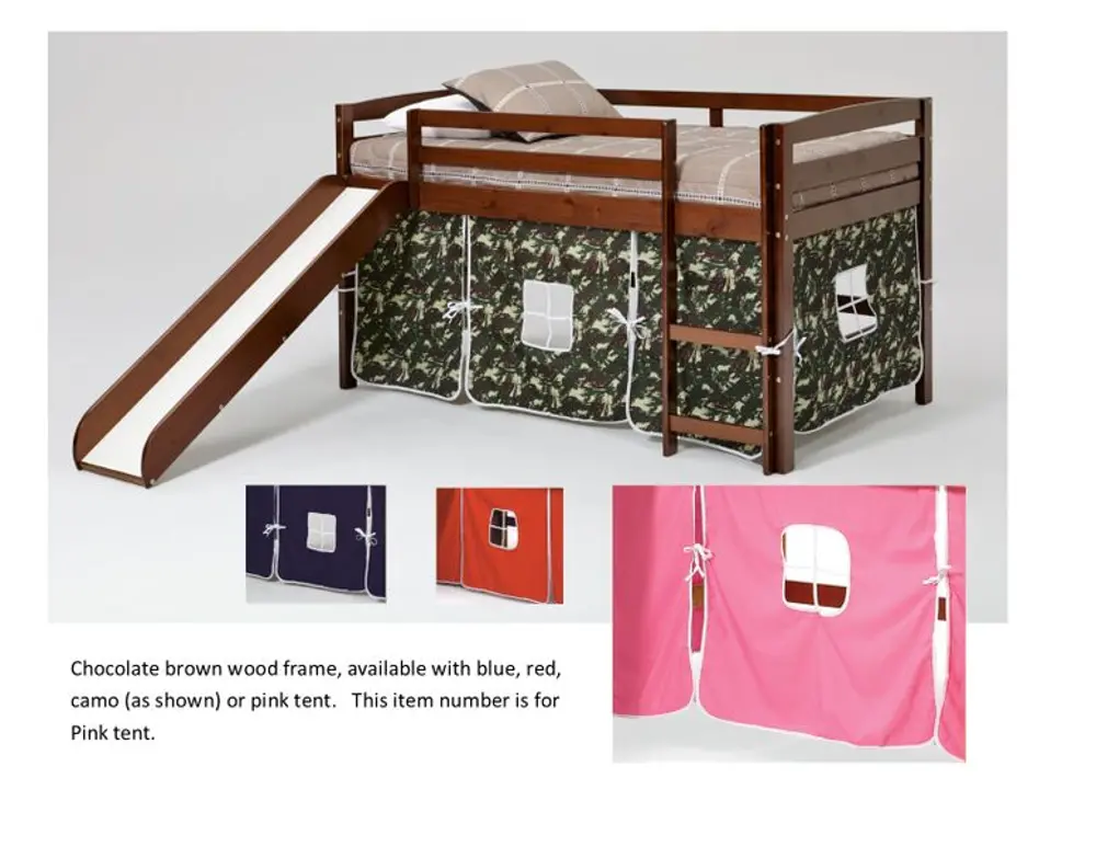 Twin Chocolate and Pink Tent Bed with Slide - Pine Ridge-1