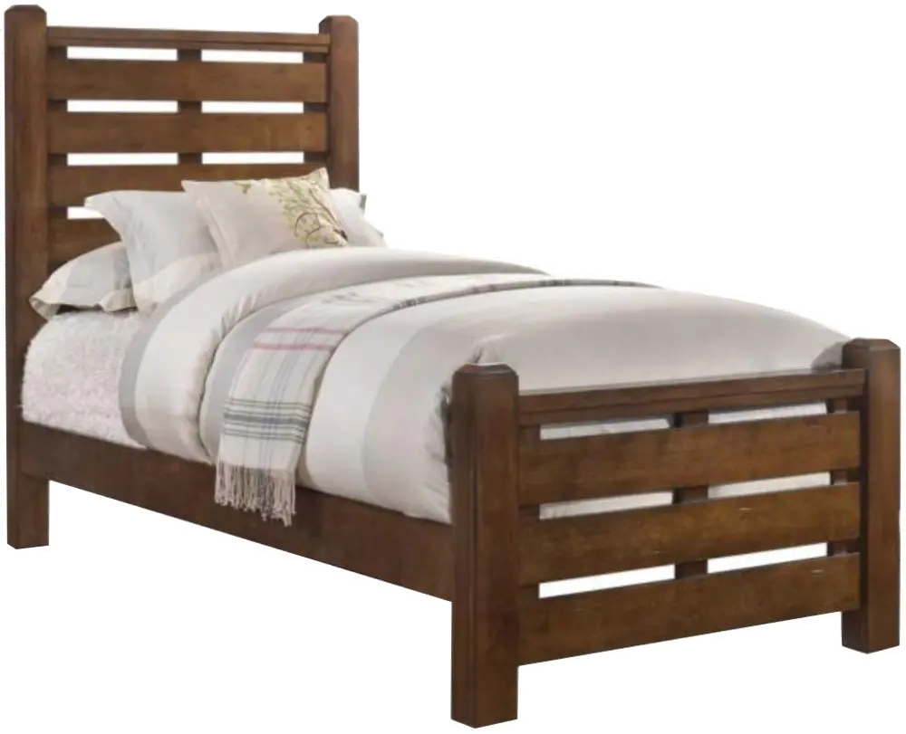 Logan Barley Brown Rustic Contemporary Twin Bed-1