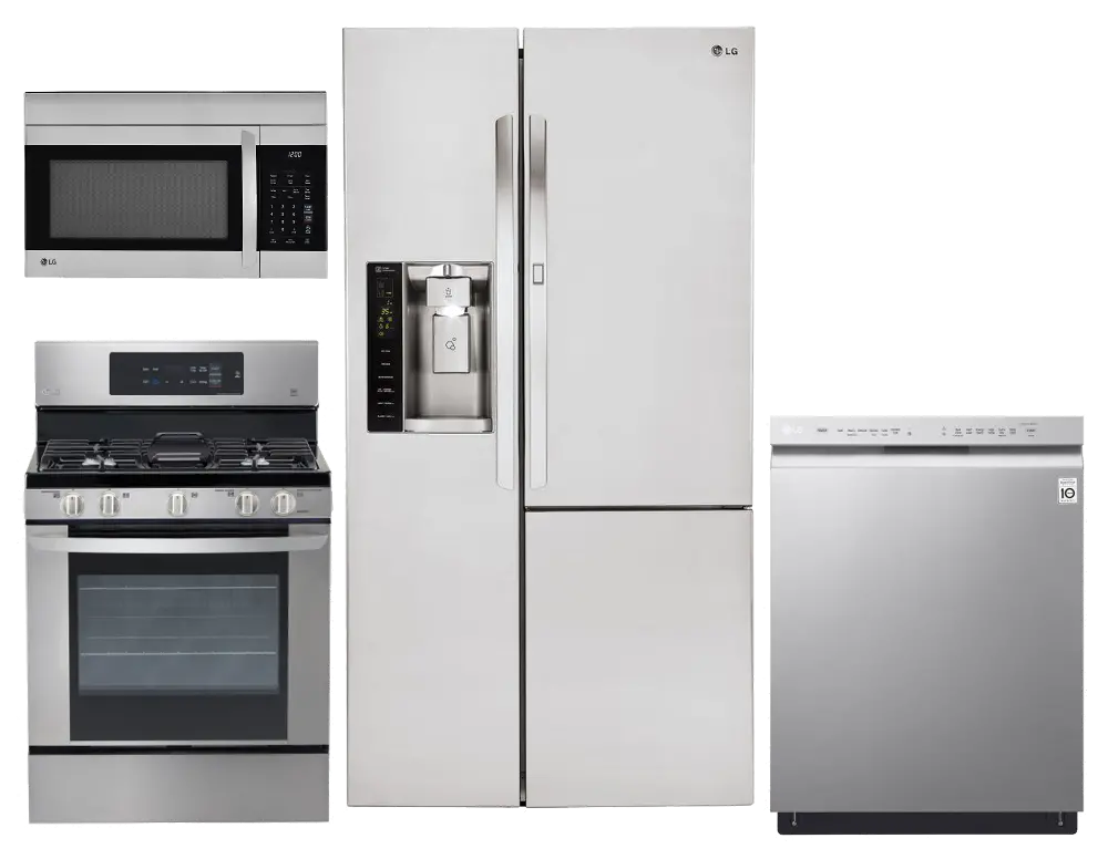 .LG-4PC-SS-DIDSXS-GS LG 4 Piece Gas Kitchen Appliance Package Door-in-Door Refrigerator - Stainless Steel-1
