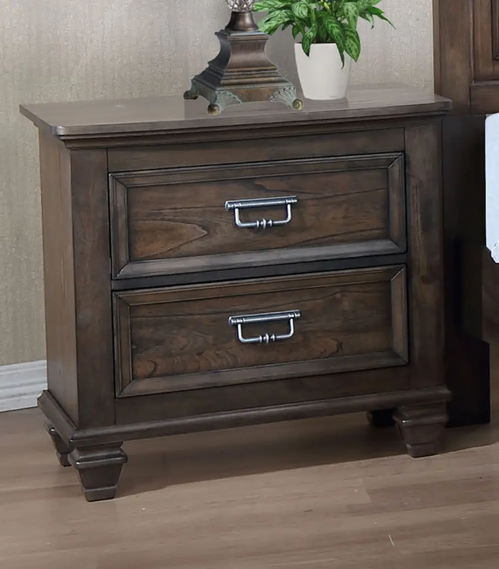 Classic Traditional Antique Brown Nightstand - Campbell-1