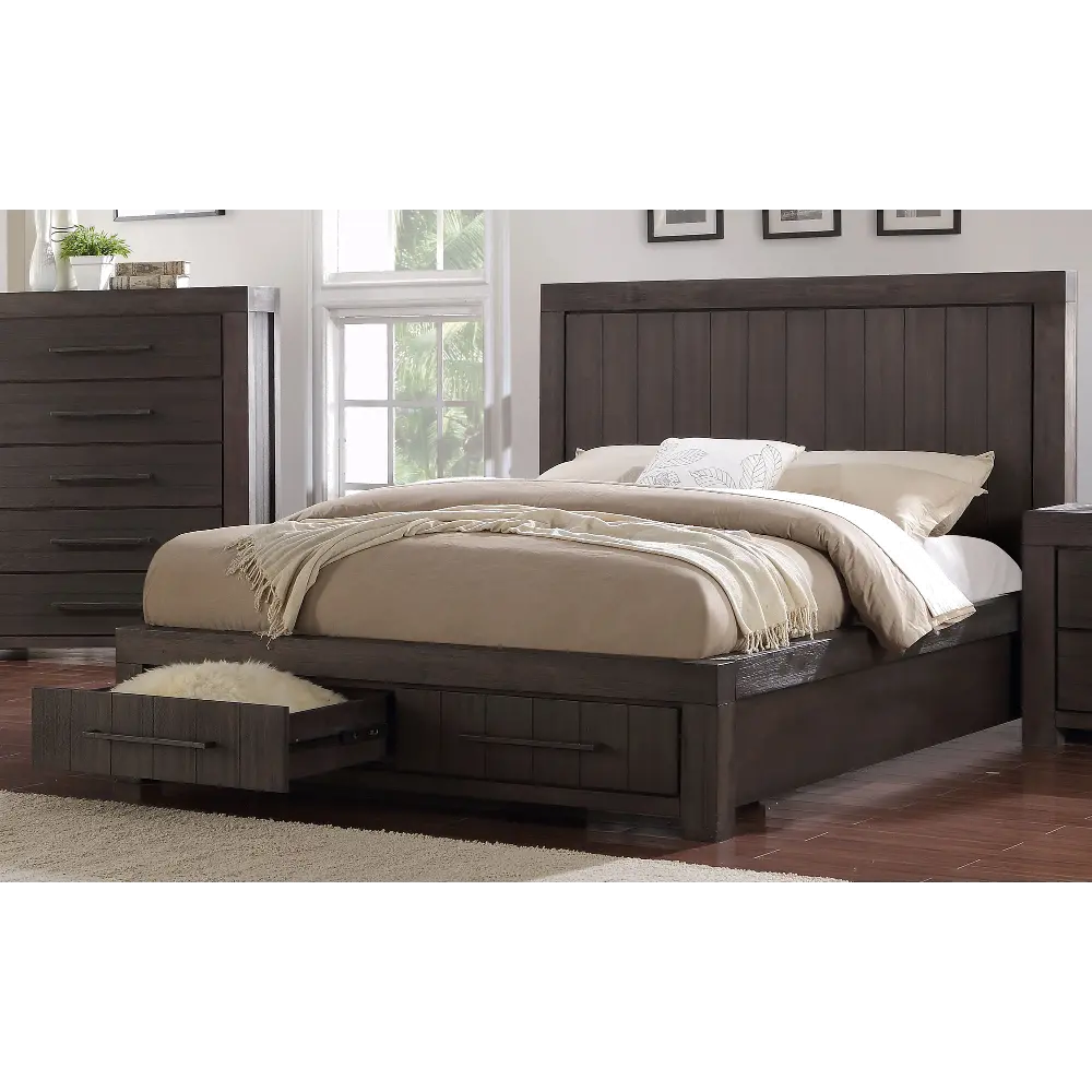 Heath Basalt Gray Casual Classic Full Storage Bed-1