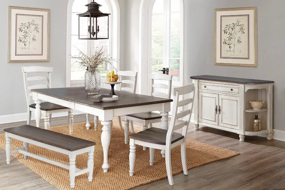 Two-Tone French Country 6 Piece Dining Set - Bourbon County-1