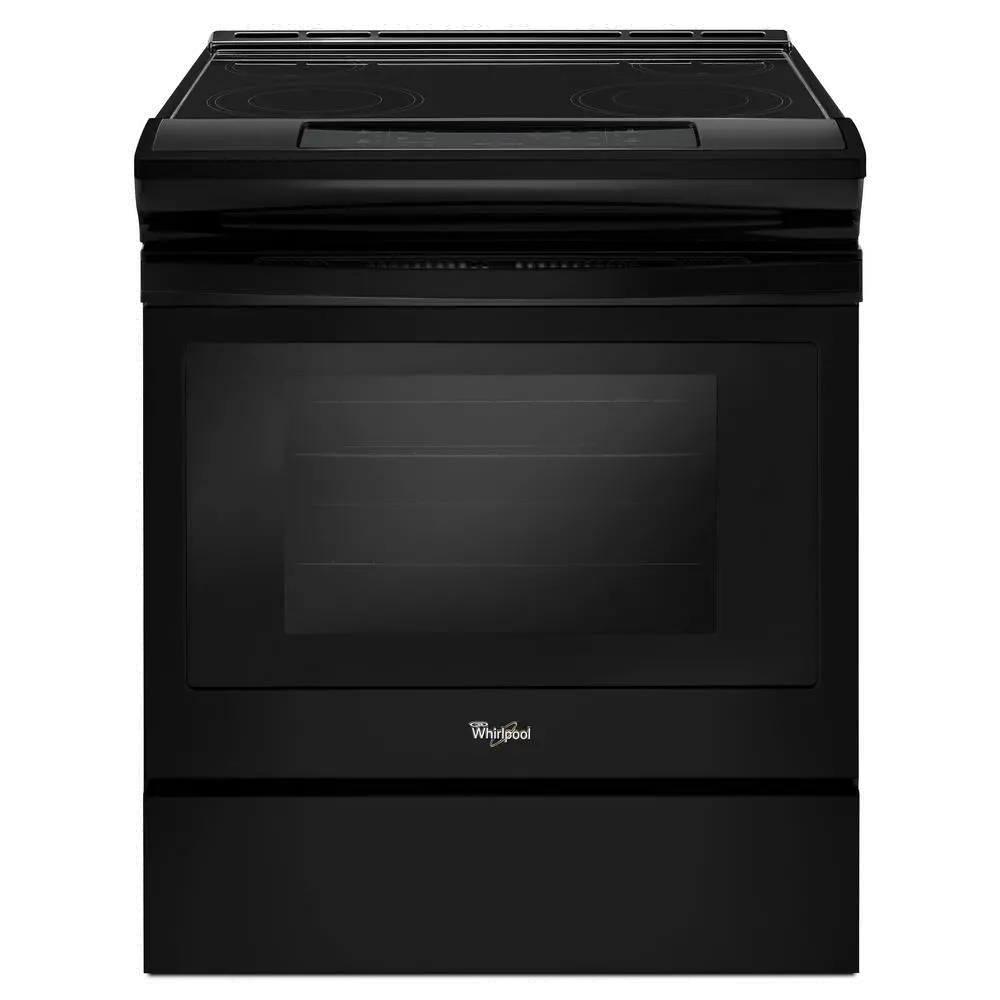 WEE510S0FB Whirlpool 30 Inch Guided Electric Slide In Range with Front Controls -  4.8 cu. ft., Black-1