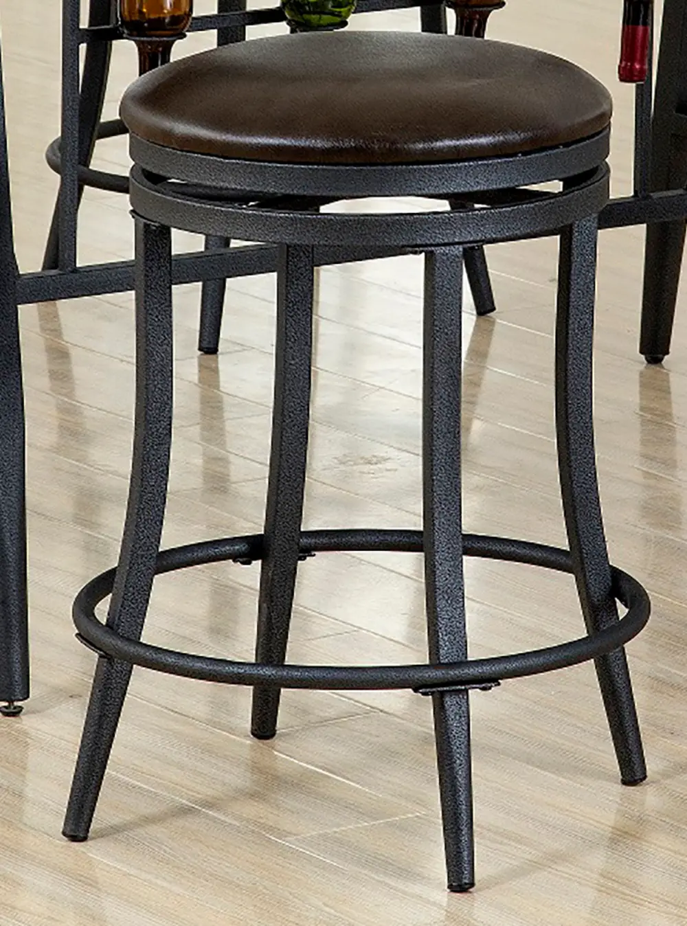 Brown and Metal 24 Inch Counter Height Stool - David-1