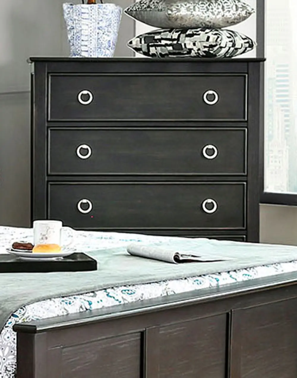 Brushed Black Contemporary Chest of Drawers - Classic-1