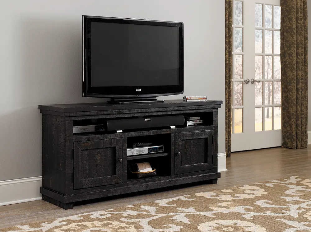 Willow 64 Inch Distressed Black TV Stand-1