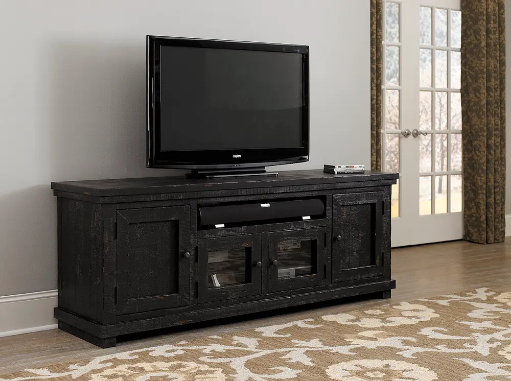 Willow 74 Inch Distressed Black TV Stand-1
