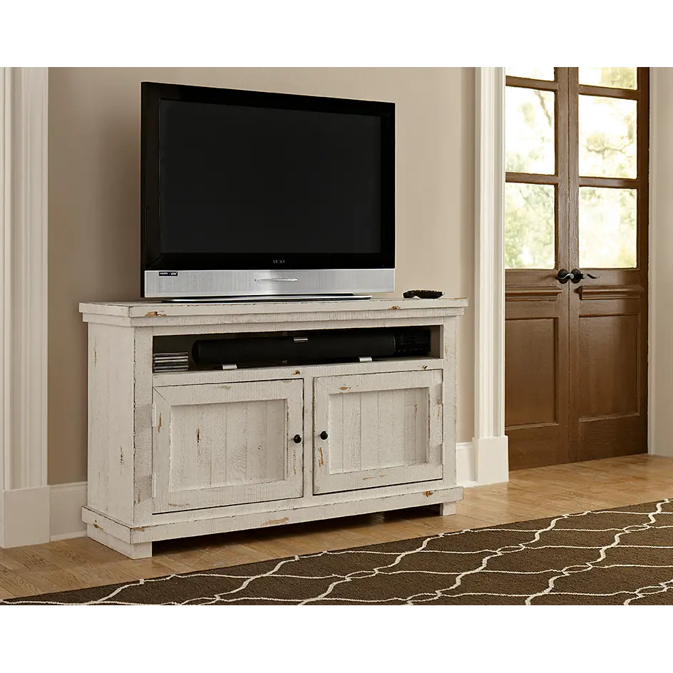 Willow 54 Inch Distressed White TV Stand-1