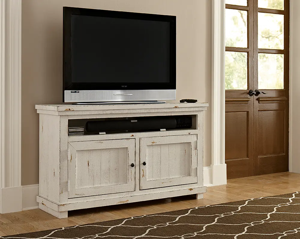 Willow Distressed White 54  TV Stand-1
