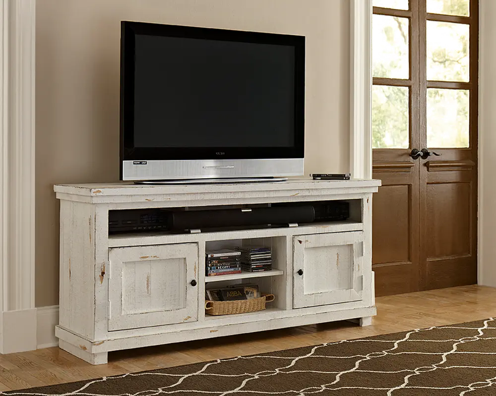 Willow Distressed White 64  TV Stand-1
