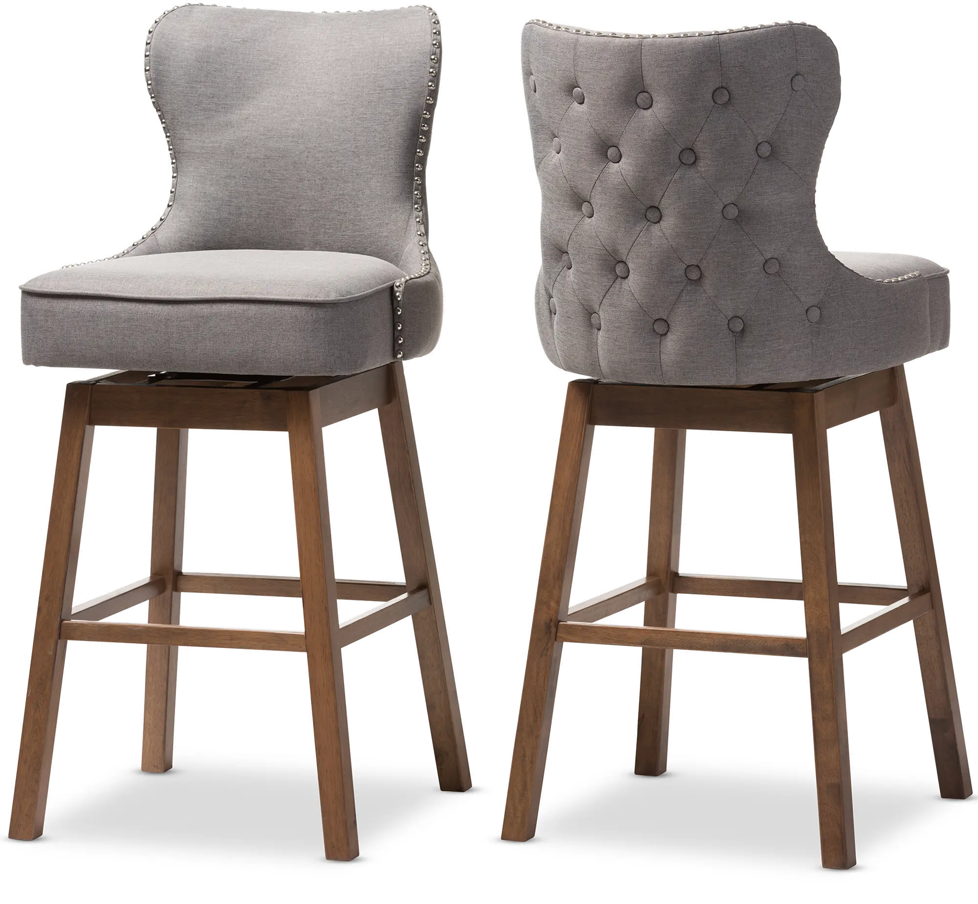 Furniture of America Ackfel 46 in. Satin Plated and Navy High Back Metal Extra Tall Foot Rest Cushioned Bar Stools (Set of 2)