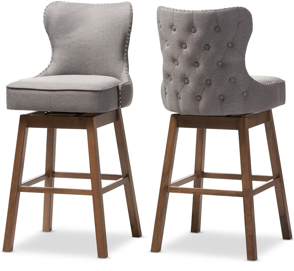 7073-2PC-RCW Gradisca Gray Upholstered Swivel Bar Stool - Set of 2-1